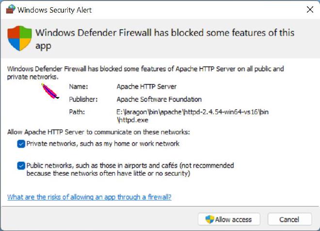 Apache Windows Defender Firewall
